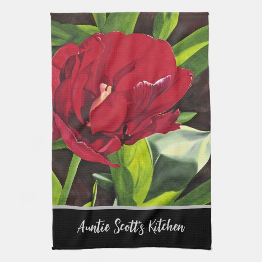 Red Peony Floral Theedoek (Verticaal)