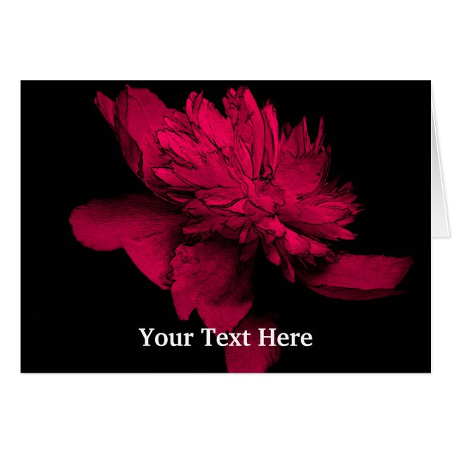 Red Peony Flower Art-fotokaart (Voorkant Horizontaal)