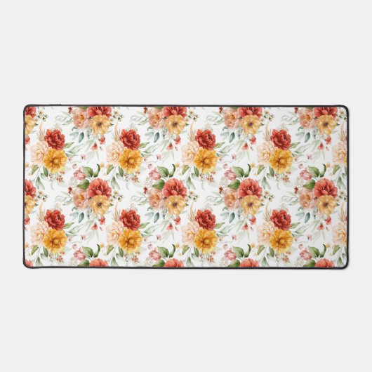 Red Peony Flower Bouquet Pattern Bureaumat (Voorkant)