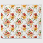 Red Peony Flower Bouquet Pattern Cadeaupapier (Vlak)