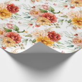 Red Peony Flower Bouquet Pattern Cadeaupapier (Hoek)