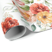 Red Peony Flower Bouquet Pattern Cadeaupapier (Rol Hoek)