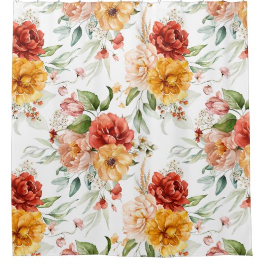 Red Peony Flower Bouquet Pattern Douchegordijn (Voorkant)