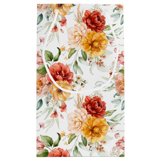 Red Peony Flower Bouquet Pattern Klein Cadeauzakje (Achterkant)