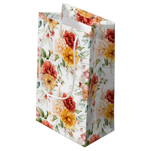 Red Peony Flower Bouquet Pattern Klein Cadeauzakje (Achterkant Gekanteld)