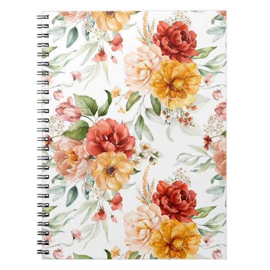 Red Peony Flower Bouquet Pattern Notitieboek (Voorkant)