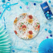 Red Peony Flower Bouquet Pattern Papieren Bordje (Feest)