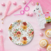 Red Peony Flower Bouquet Pattern Papieren Bordje (Feest)