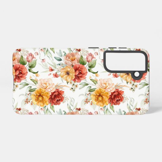 Red Peony Flower Bouquet Pattern Samsung Galaxy Hoesje (Achterkant horizontaal)