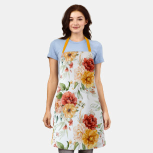 Red Peony Flower Bouquet Pattern Schort