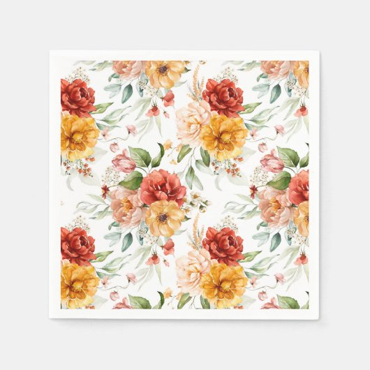 Red Peony Flower Bouquet Pattern Servet (Voorkant)