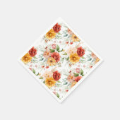 Red Peony Flower Bouquet Pattern Servet (Hoek)