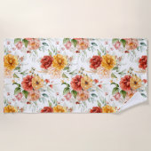 Red Peony Flower Bouquet Pattern Strandlaken (Voorkant)