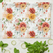 Red Peony Flower Bouquet Pattern Theedoek (Gevouwen)