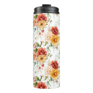 Red Peony Flower Bouquet Pattern Thermosbeker