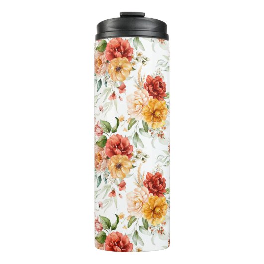 Red Peony Flower Bouquet Pattern Thermosbeker (Voorkant)