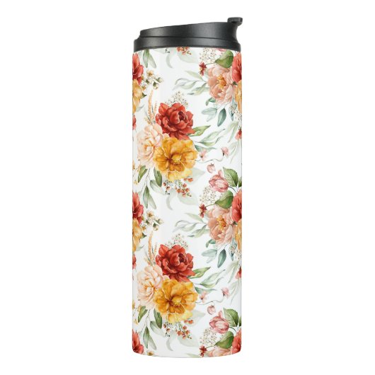 Red Peony Flower Bouquet Pattern Thermosbeker (Gedraaid links)