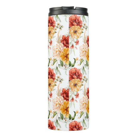Red Peony Flower Bouquet Pattern Thermosbeker (Achterkant)