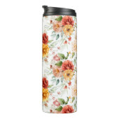 Red Peony Flower Bouquet Pattern Thermosbeker (Geroteerd rechts)