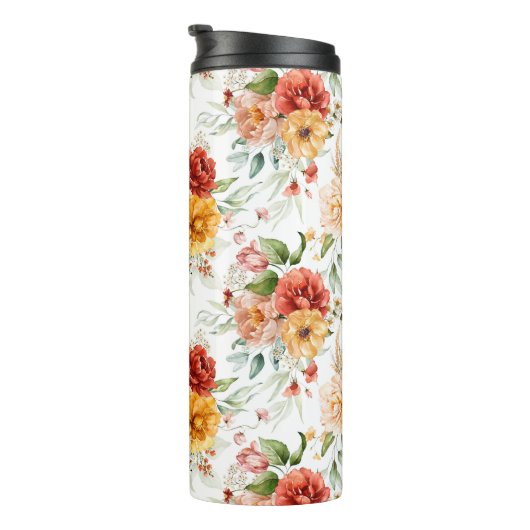 Red Peony Flower Bouquet Pattern Thermosbeker (Geroteerd rechts)