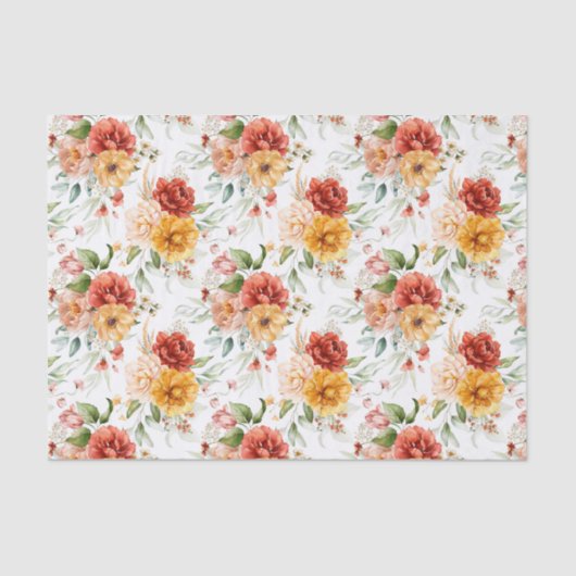 Red Peony Flower Bouquet Pattern Tissuepapier (Voorkant)