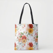 Red Peony Flower Bouquet Pattern Tote Bag (Voorkant)