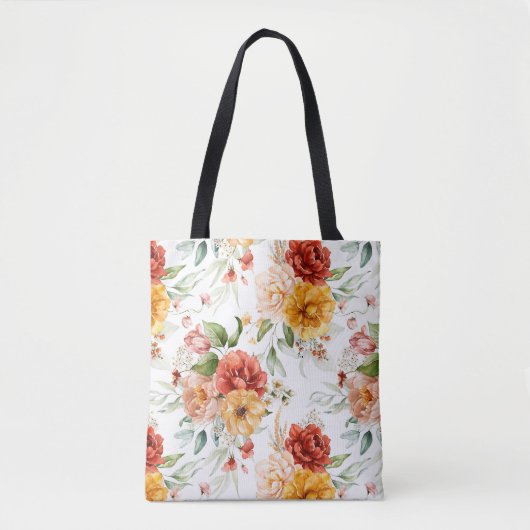 Red Peony Flower Bouquet Pattern Tote Bag (Voorkant)