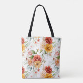 Red Peony Flower Bouquet Pattern Tote Bag (Achterkant)
