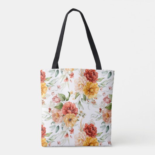 Red Peony Flower Bouquet Pattern Tote Bag (Achterkant)