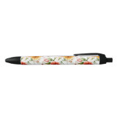 Red Peony Flower Bouquet Pattern Zwarte Inkt Pen (Bovenkant)