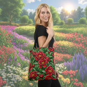 Red Peony Flower Canvas tas