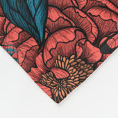 Red peony flowers and moths fleece deken (Hoek)