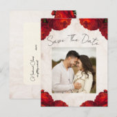 Red Peony Flowers Save the Date Aankondigingskaart (Voorkant / Achterkant)
