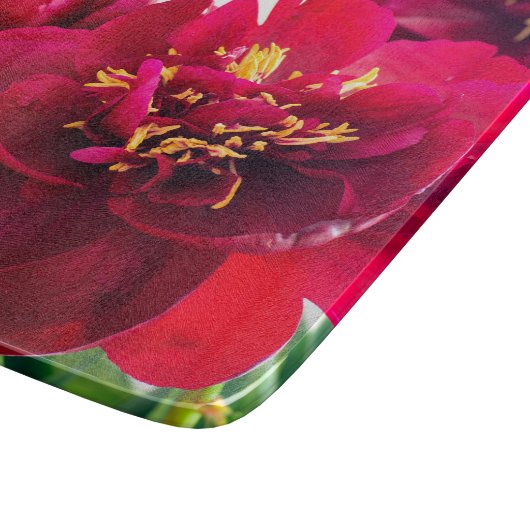 Red Peony Glass hakplank Snijplank (Hoek)