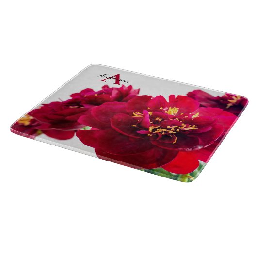 Red Peony Glass hakplank Snijplank (Hoek)