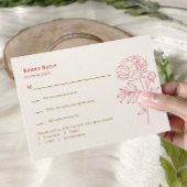 Red Peony Line tekenen bruiloft uitnodiging, RSVP Kaartje