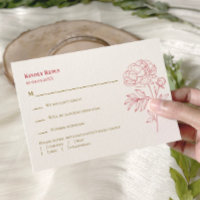 Red Peony Line tekenen bruiloft uitnodiging,