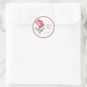 Red Peony met Taupe en White 1,5-inch Round Sticke Ronde Sticker (Tas)