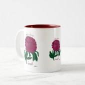 Red Peony neemt een diepe breath Tweekleurige Koffiemok (Voorkant links)