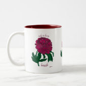 Red Peony neemt een diepe breath Tweekleurige Koffiemok (Links)