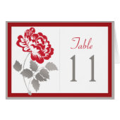 Red Peony op White met Taupe Table Number Kaart (Voorkant Horizontaal)