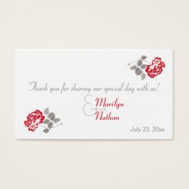Red Peony op White met Taupe Wedding Favor Label Visitekaartjes