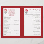 Red Peony op White met Taupe Wedding Programme (Achterkant)