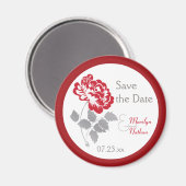 Red Peony op White Wedding Favor Magnet (Voorkant / Achterkant)
