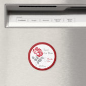 Red Peony op White Wedding Favor Magnet (Insitu (Vaatwasser))