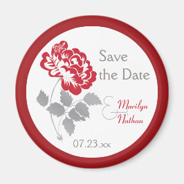 Red Peony op White Wedding Favor Magnet