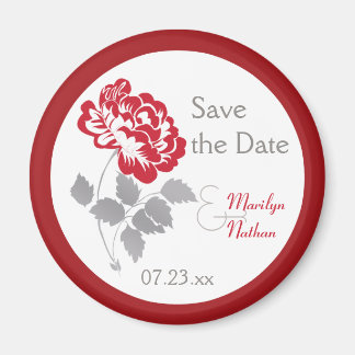 Red Peony op White Wedding Favor Magnet