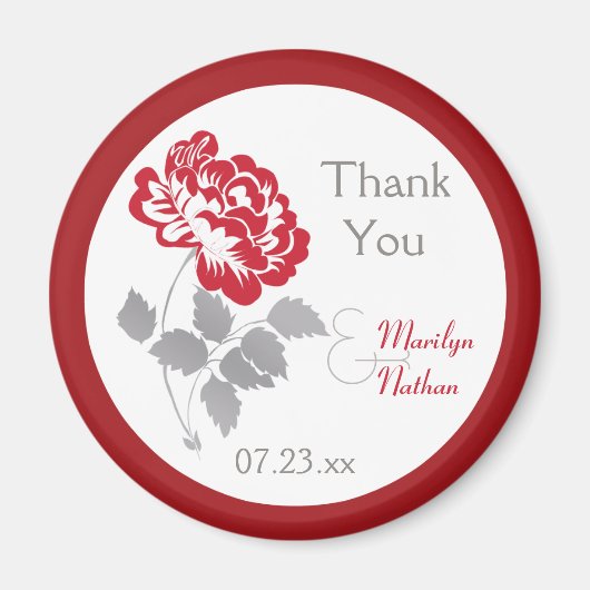 Red Peony op White Wedding Favor Magnet (Voorkant)