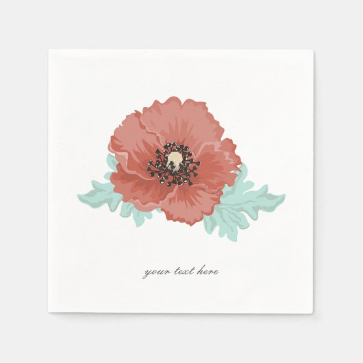 Red Peony Party Paper Napkin-set Servet (Voorkant)