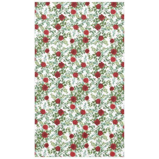 Red Peony Roos Floral Wedding Tafelkleed (Voorkant)